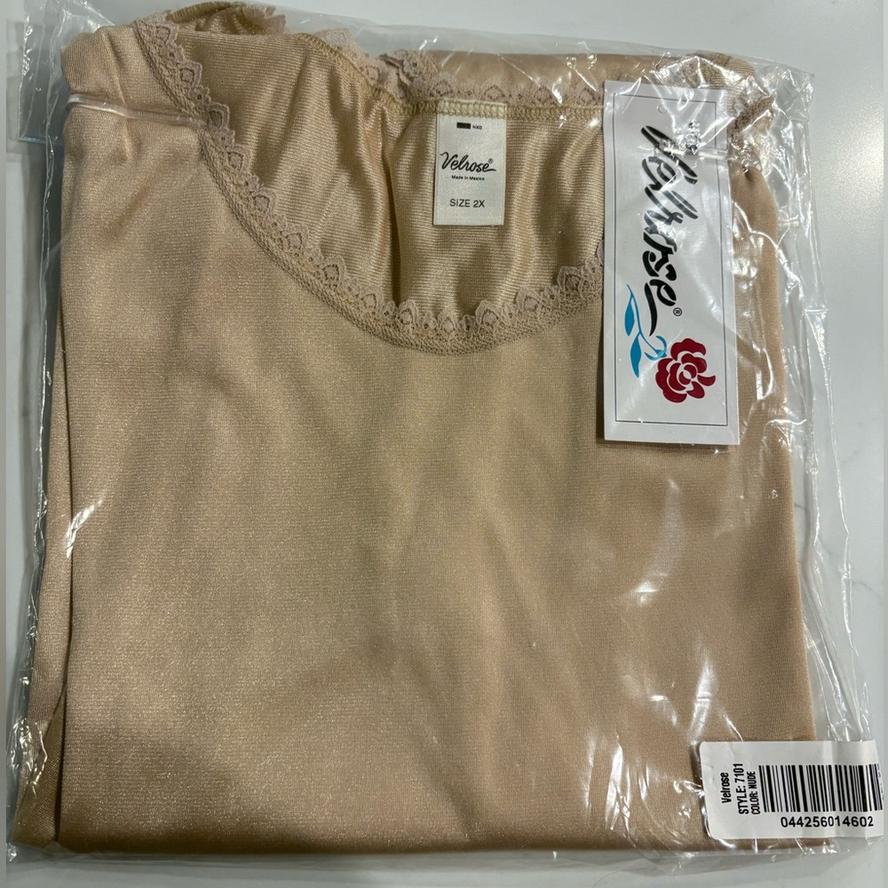 New in Package Velrose Nude Cami with Lightly Padded Shoulders, 2X